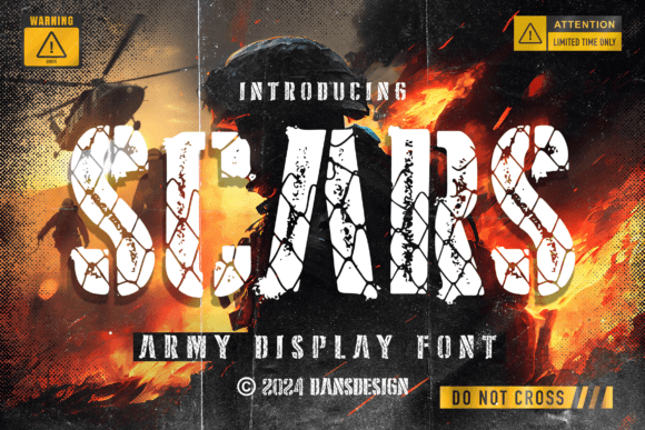 Scars Font: Bold Display Stencil Army Typeface for Impactful Web Headers